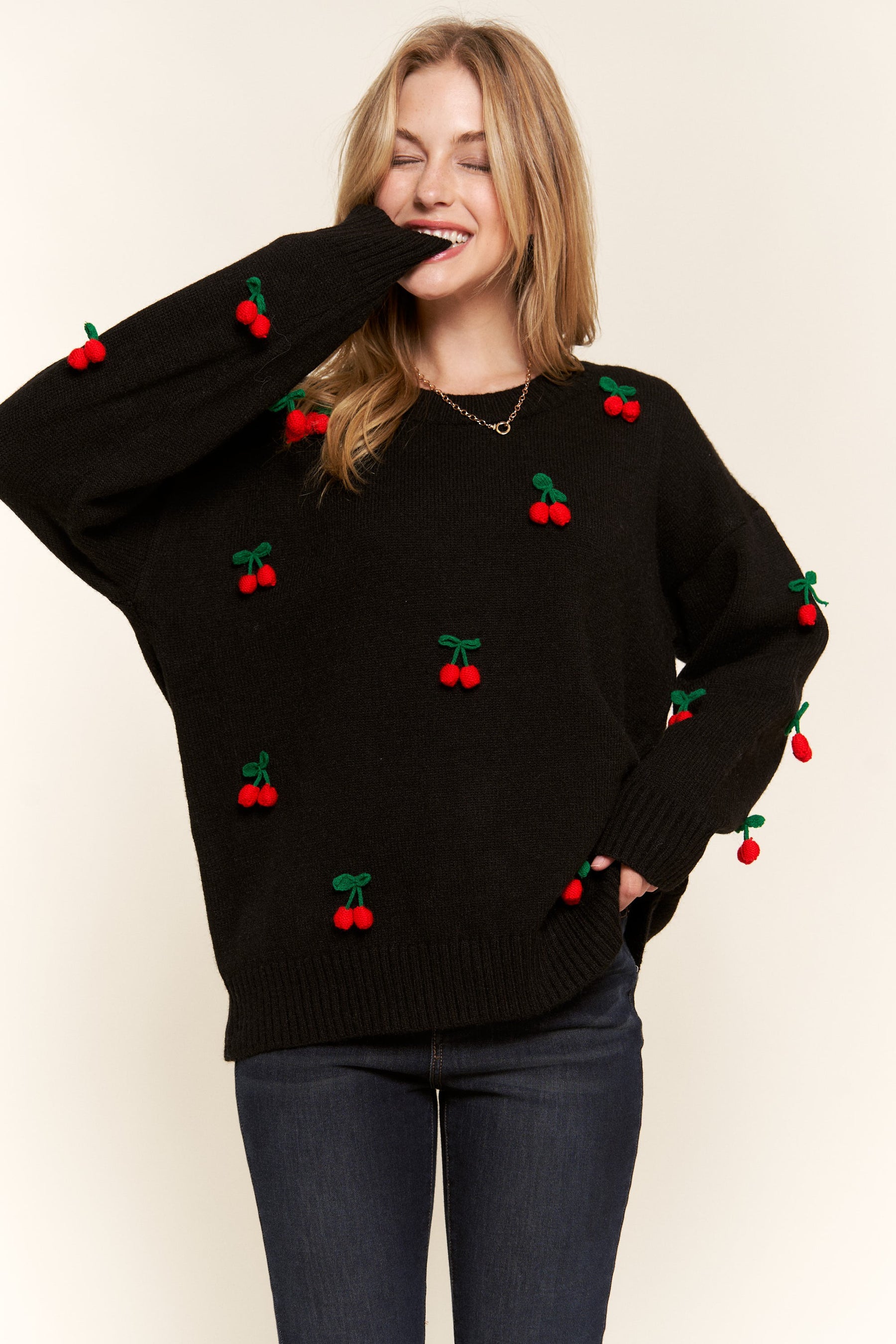 Shirley Temple Cherry Pom Sweater