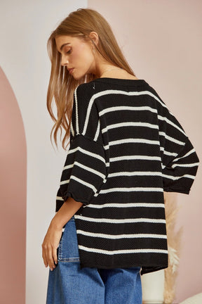 At Last Striped Sweater - Black/Ivory
