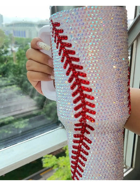 Crystal Baseball White/Red "Blinged Out" 40 Oz. Tumbler