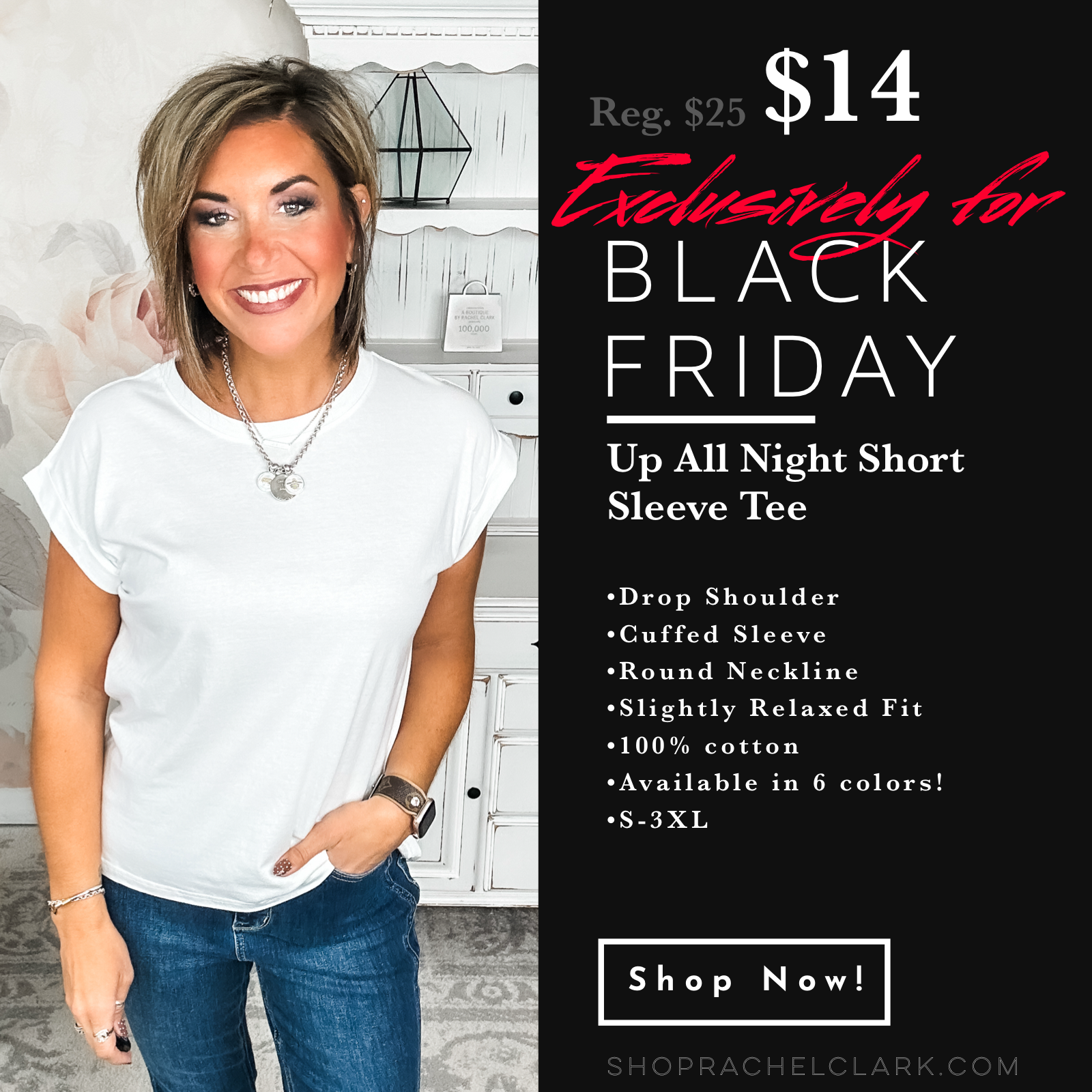 BLACK FRIDAY EXCLUSIVE - Up All Night Short Sleeve Tee - White