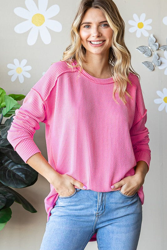 Be The Queen Ribbed Top - Fondant Pink