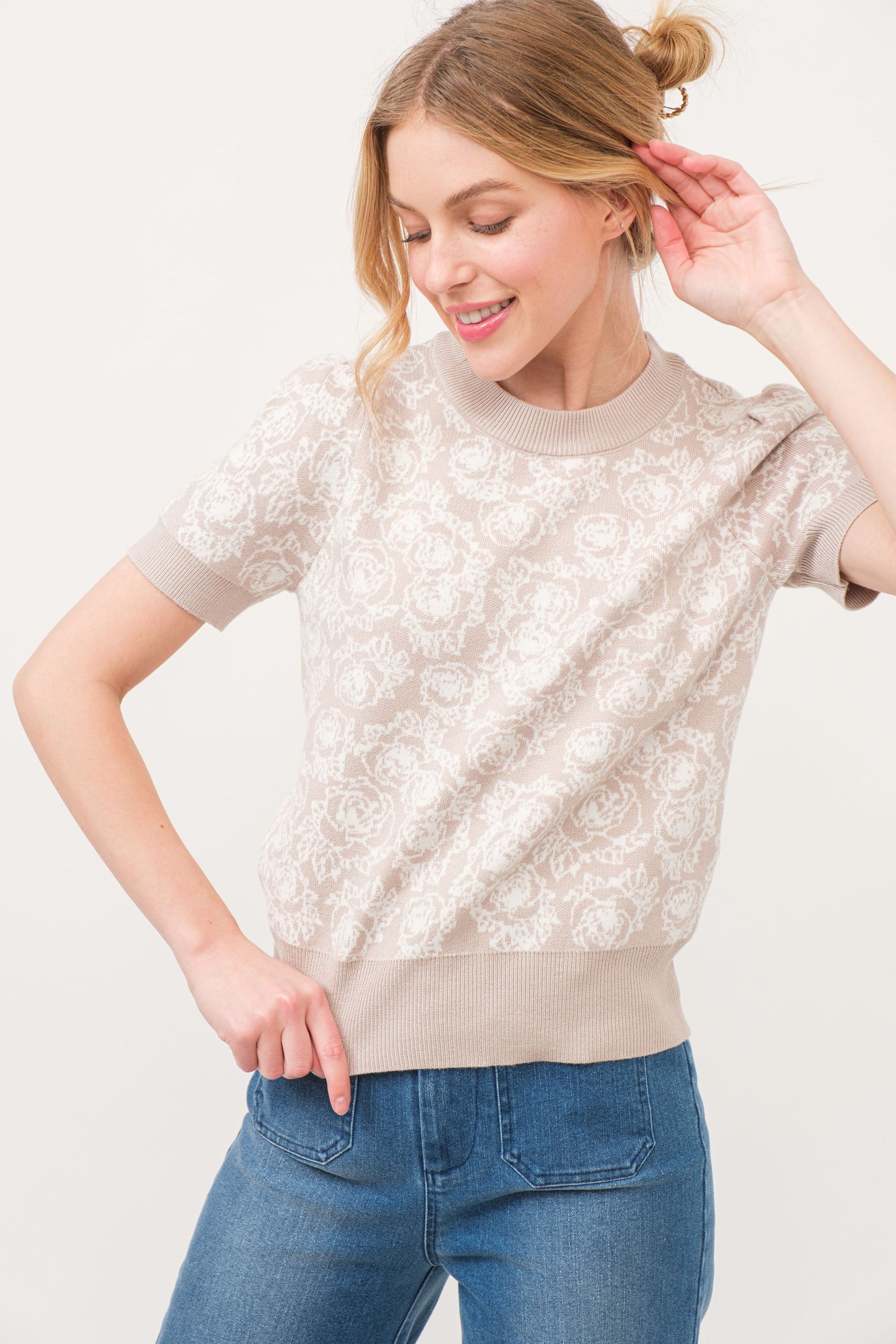 Love You So Short Sleeve Sweater - Taupe