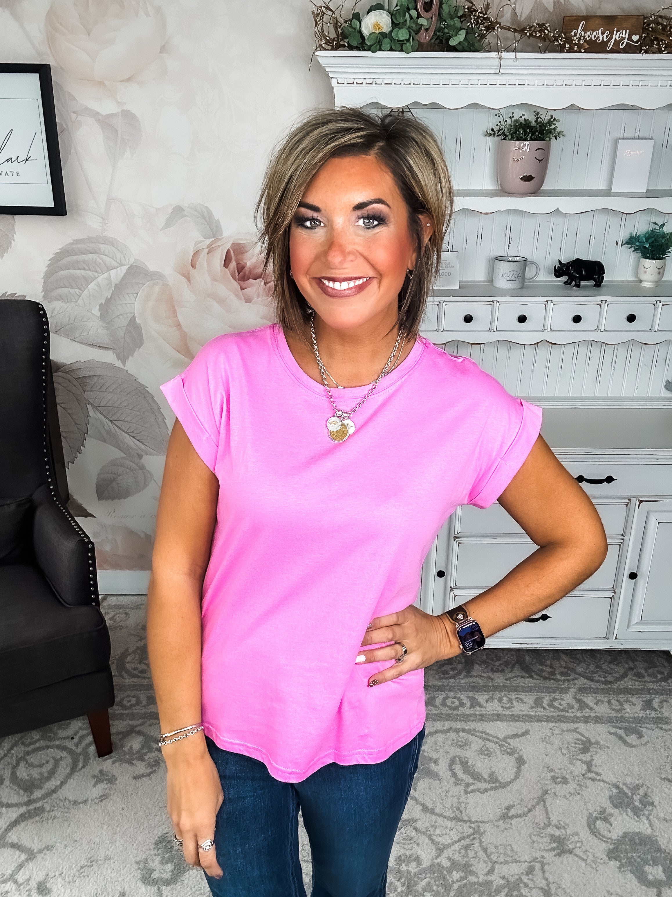 BLACK FRIDAY EXCLUSIVE - Up All Night Short Sleeve Tee - Candy Pink