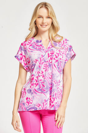 Figure It Out Top Short Sleeve - Purple Multi