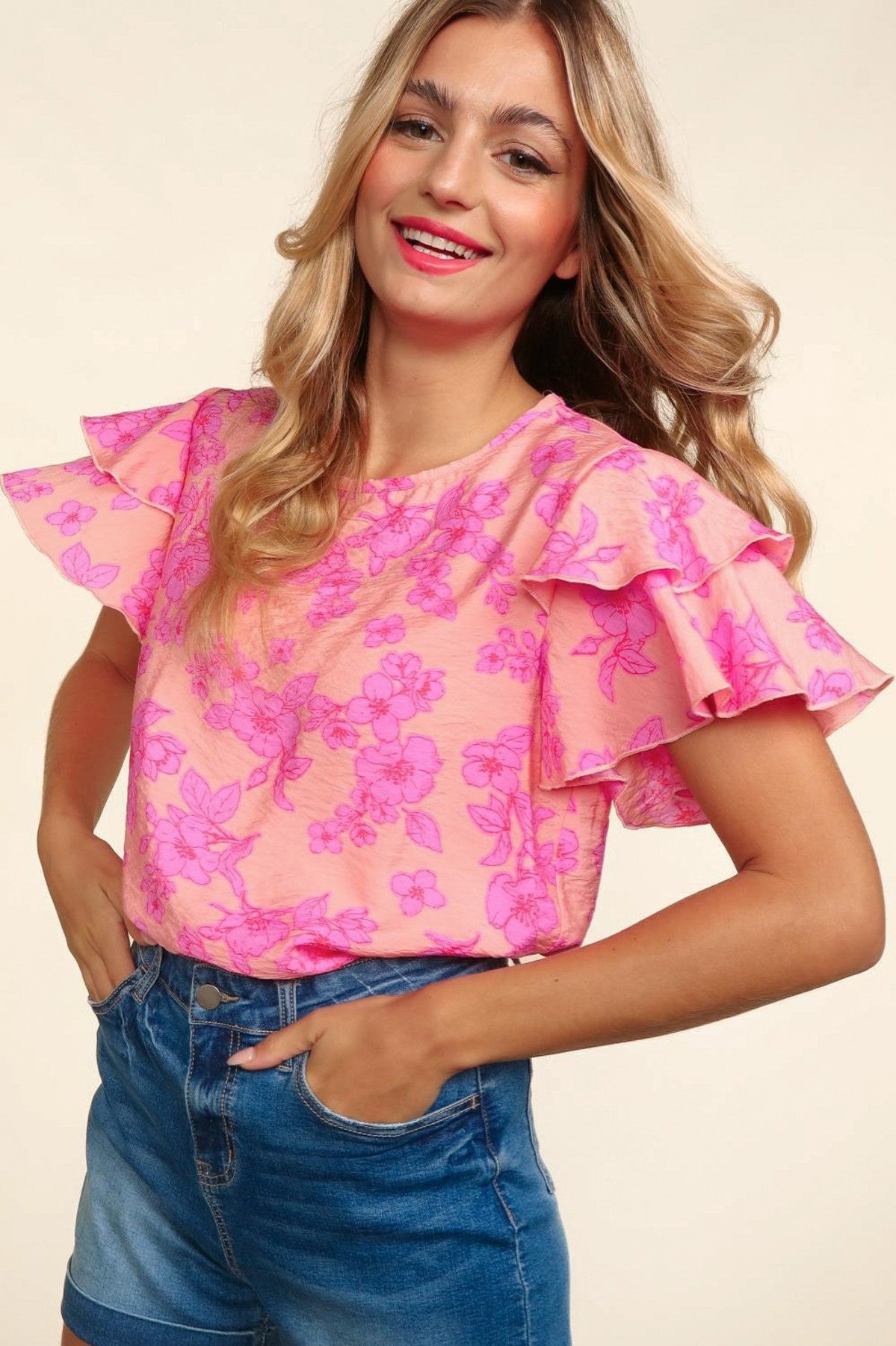 No More Bad Days Ruffle Sleeve Top