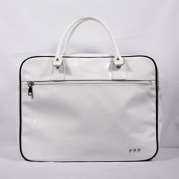 Hadley Patent Weekender Tote with Trolly Sleeve - Black
