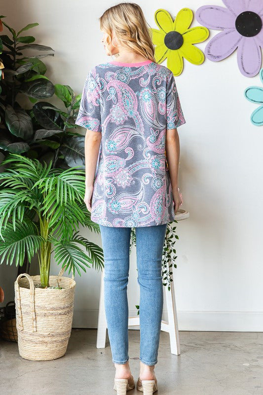 Social Graces Top - Grey Multi