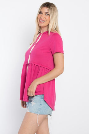 Can't Undo It Babydoll Hoodie - Fuschia Pop