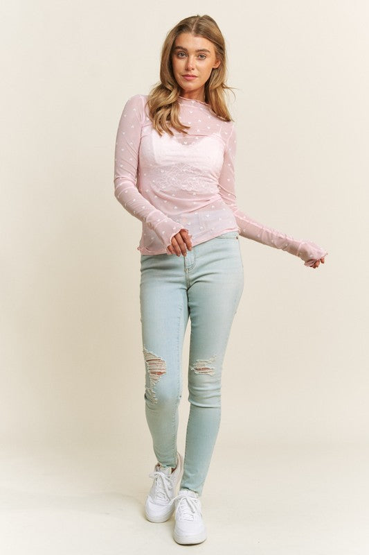Still In To You Mesh Top - Light Pink