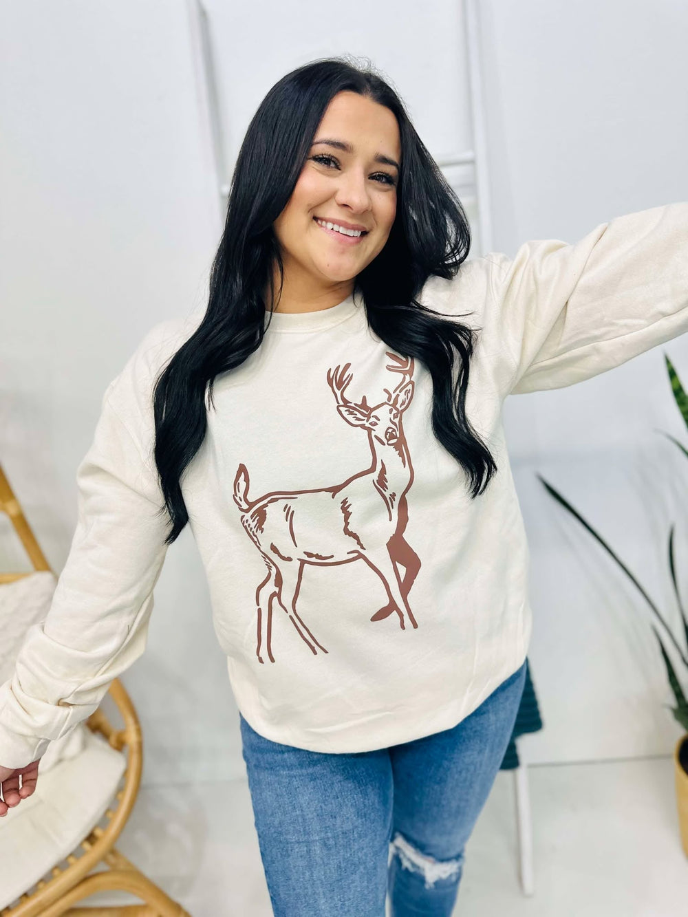 Cards Coloring Outlines Deer Outline Puff Sweatshirt