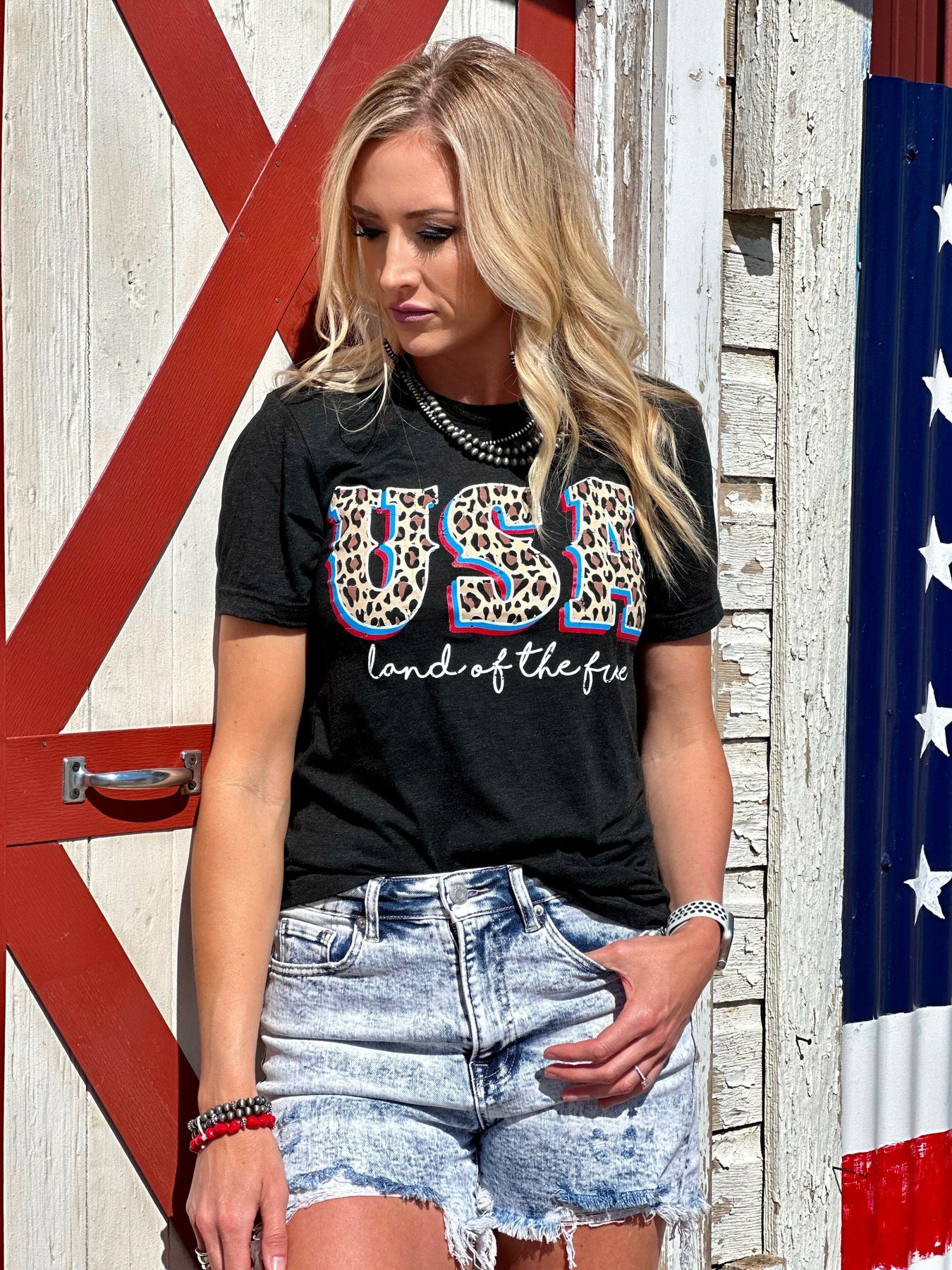 USA Leopard Graphic Tee
