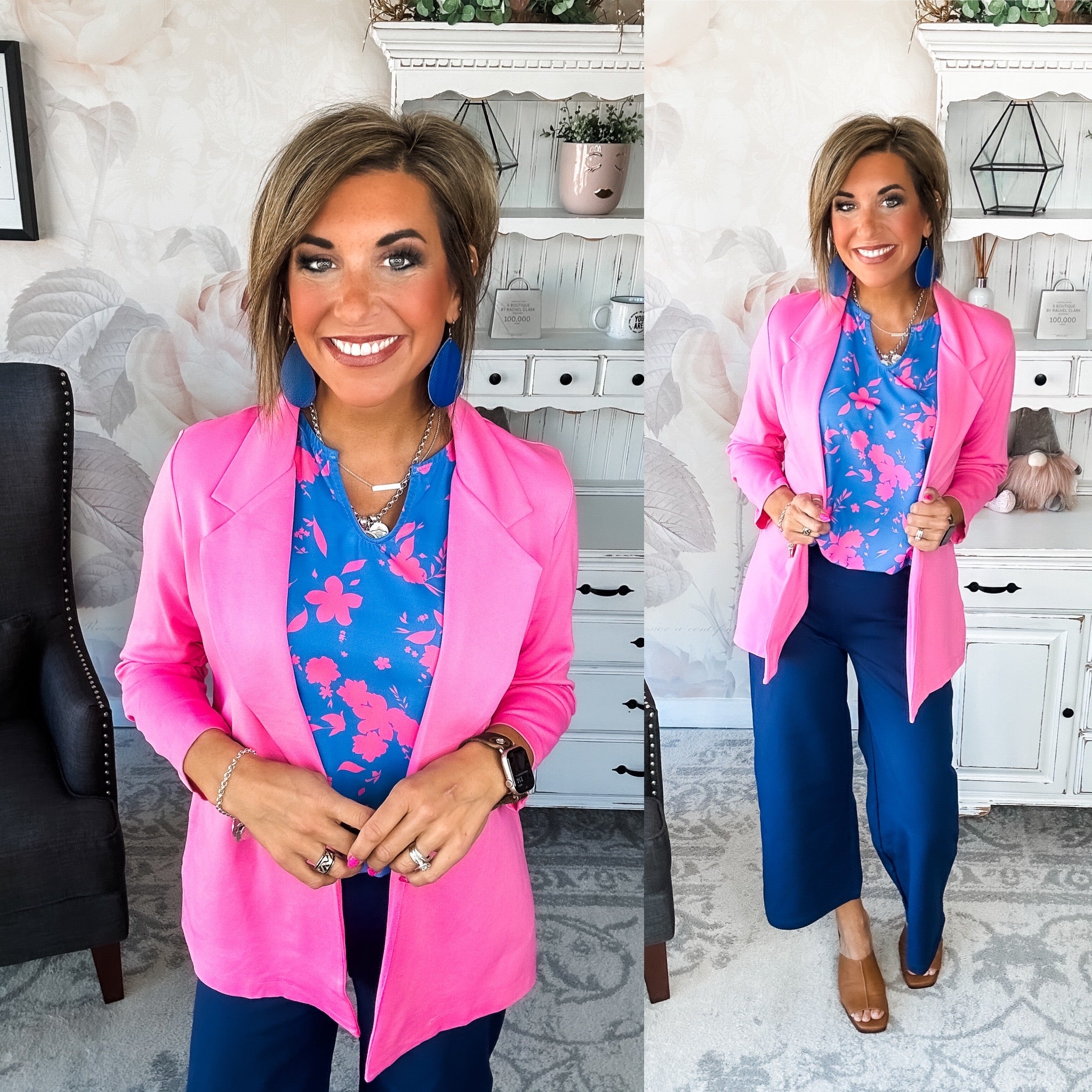 Magic 3/4 Sleeve Blazer - Dark Pink