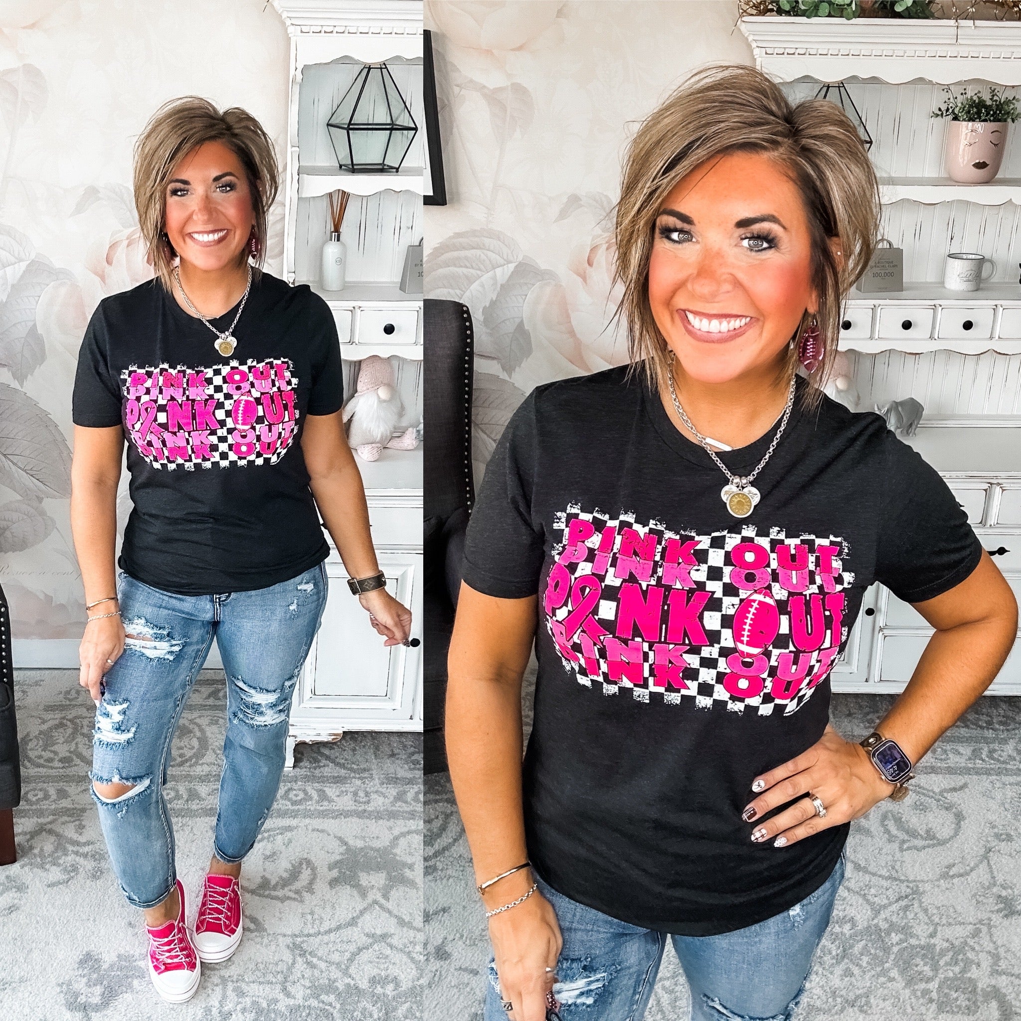 Pink Out Football Graphic Tee