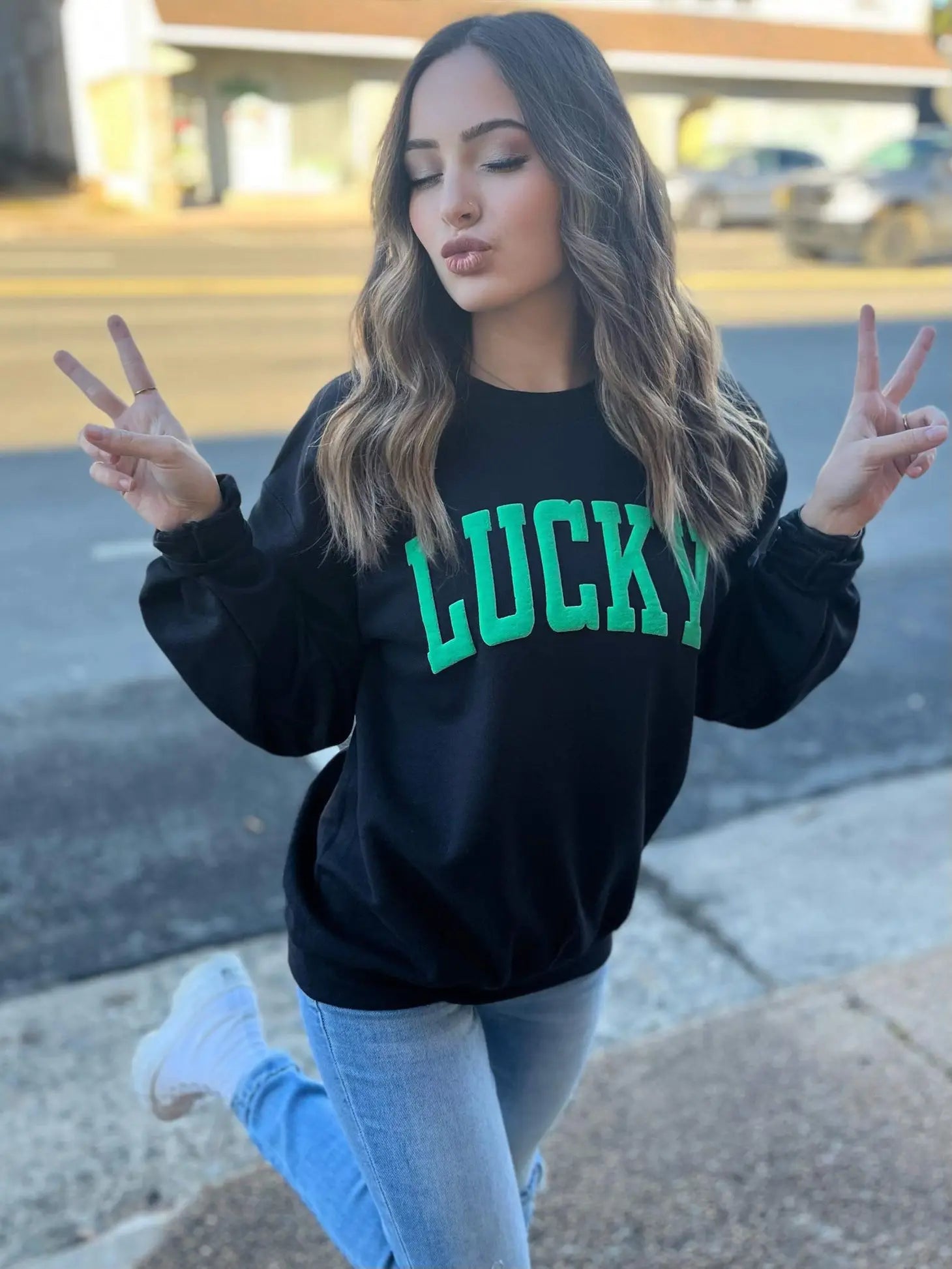 Queen Of Green Lucky Puff Sweatshirt