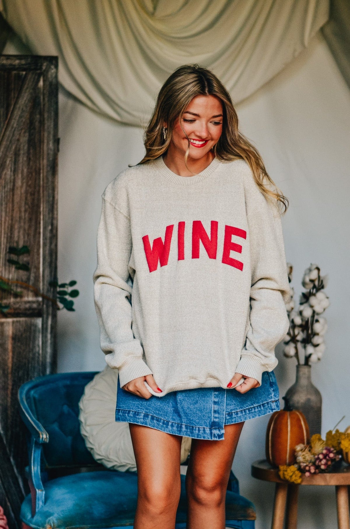 Wine Knit Sweatshirt *ONLINE EXCLUSIVE*