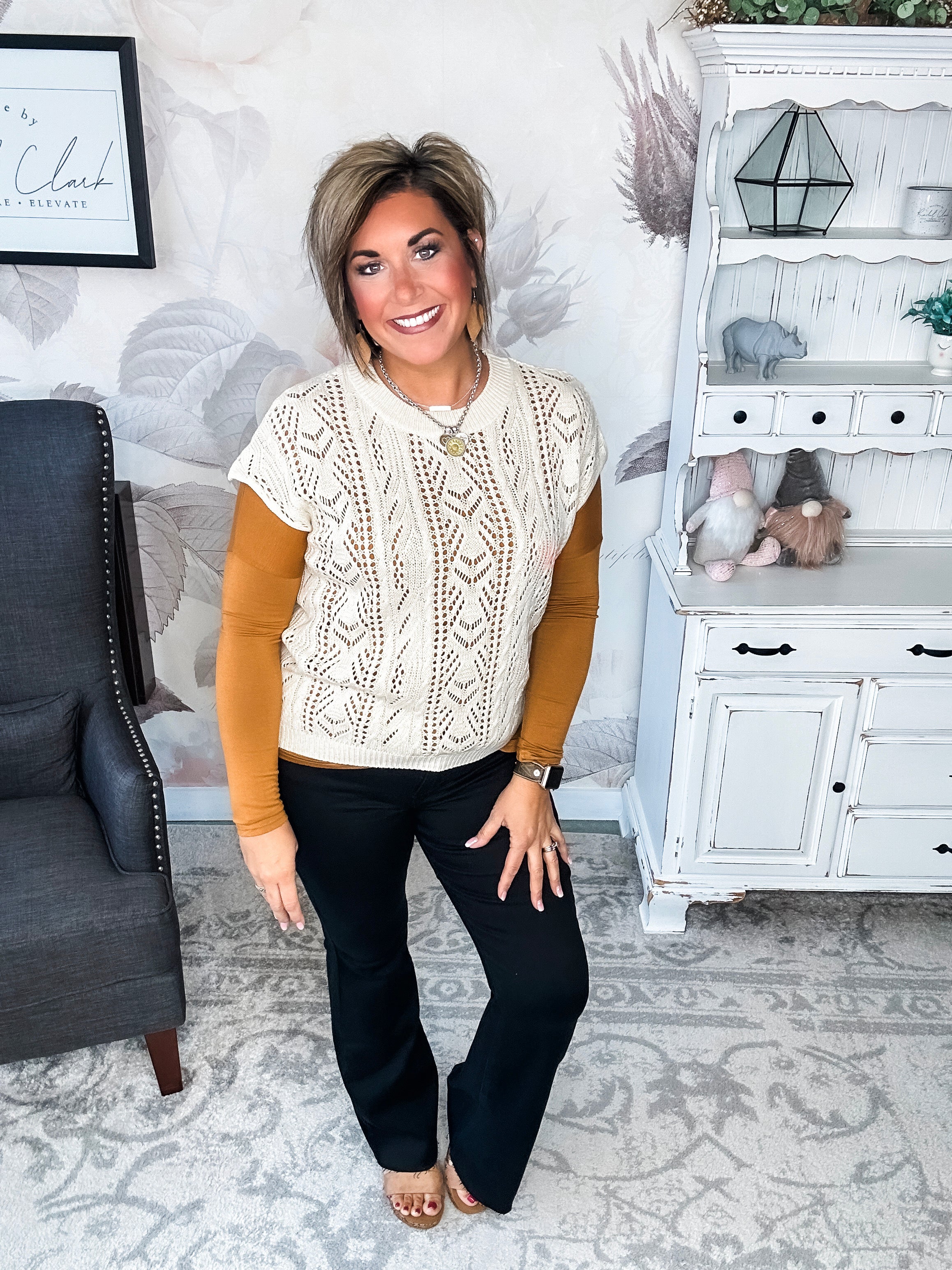 She's Fabulous Long Sleeve Tee - Cognac