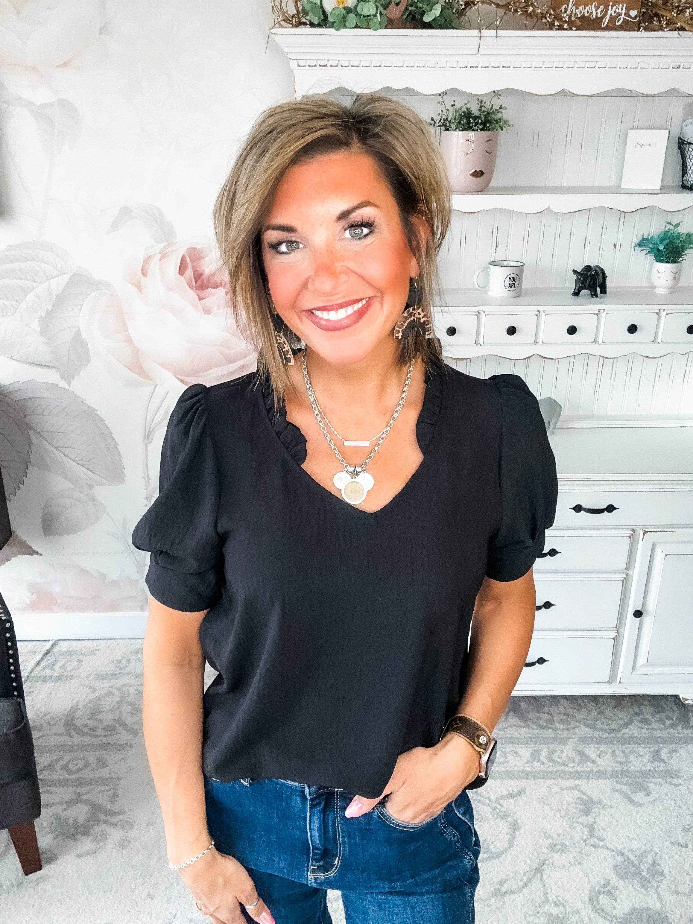 While You're Near Me Blouse - Black