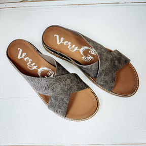 Tawney Tooled Sandal - Charcoal