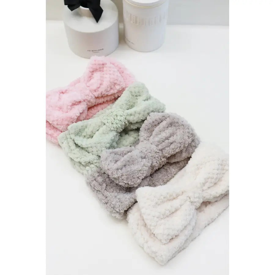 Waffle Texture Spa Headband with Bow