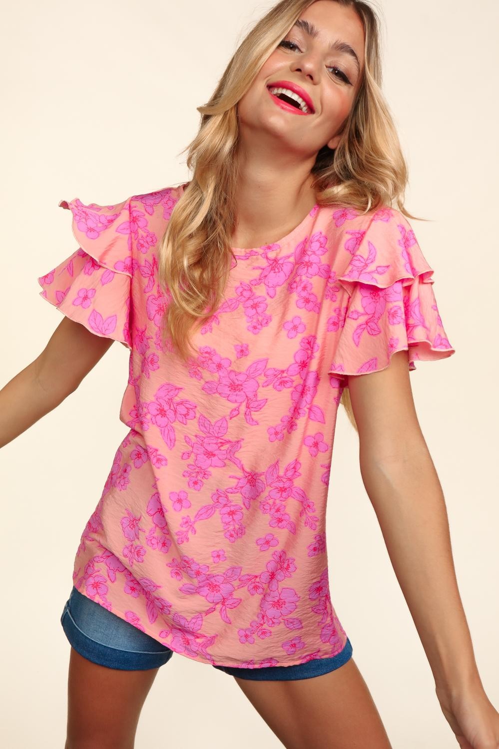 No More Bad Days Ruffle Sleeve Top