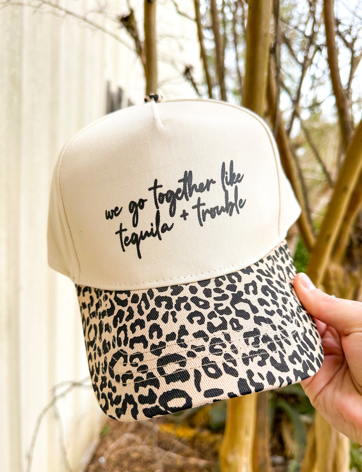Tequila & Trouble Leopard Canvas Trucker Hat *ONLINE EXCLUSIVE*
