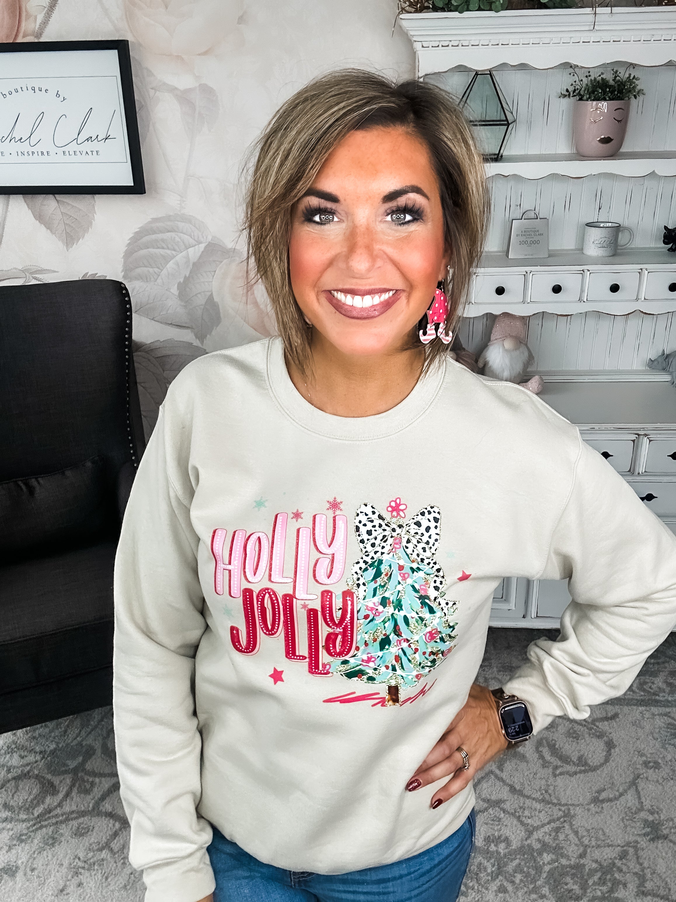Holly Jolly Sparkle Tree Pullover Sweatshirt