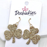 1.25" Itty Bitty Shamrocks Earrings - Fine Gold Glitter