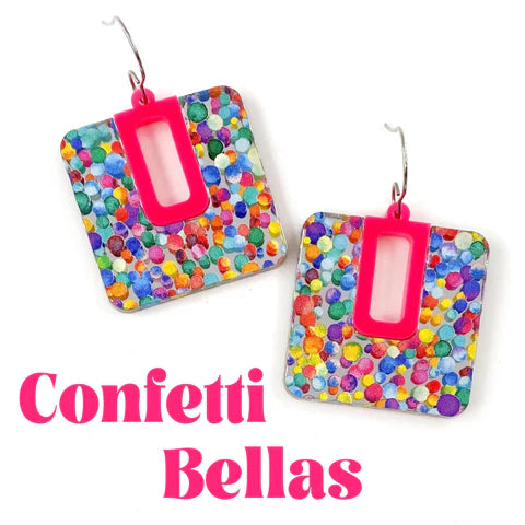 1.5" Bright Confetti Bellas Acrylic Earrings