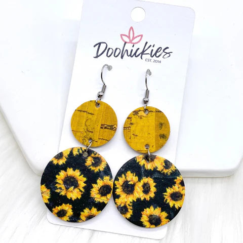 2.5" Double  Corkies - Yellow & Black Sunflowers