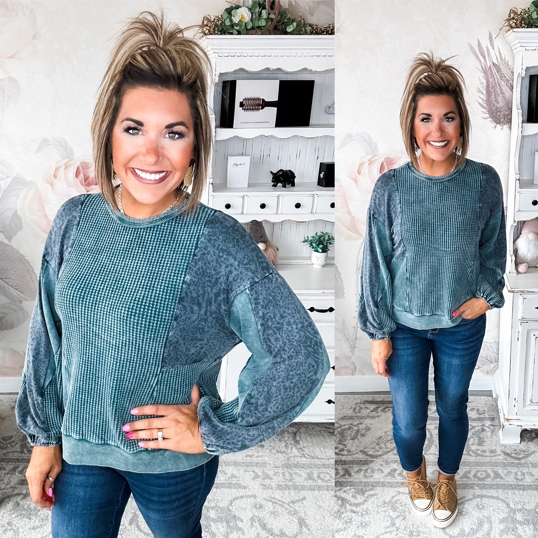Don't Let Me Down Pullover - Teal
