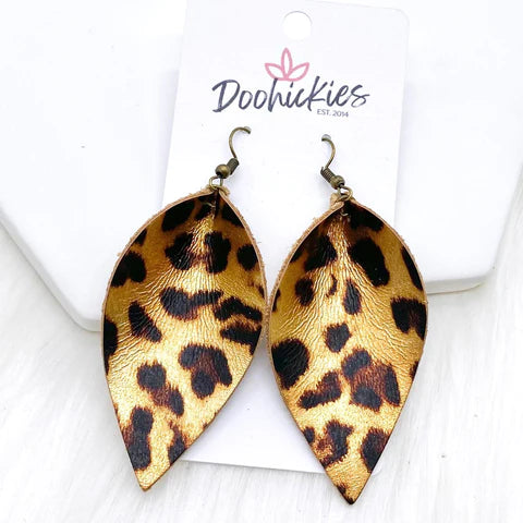 2.5" Metallic Leopard Petal Earrings