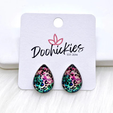 Big as Texas Bright Leopard Teardrop Earrings