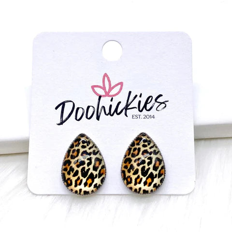 Big as Texas Golden Leopard Teardrop Earrings