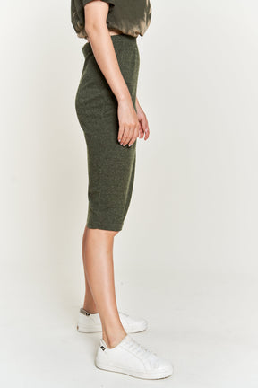 Time to Rise Up Ribbed Skirt - Olive