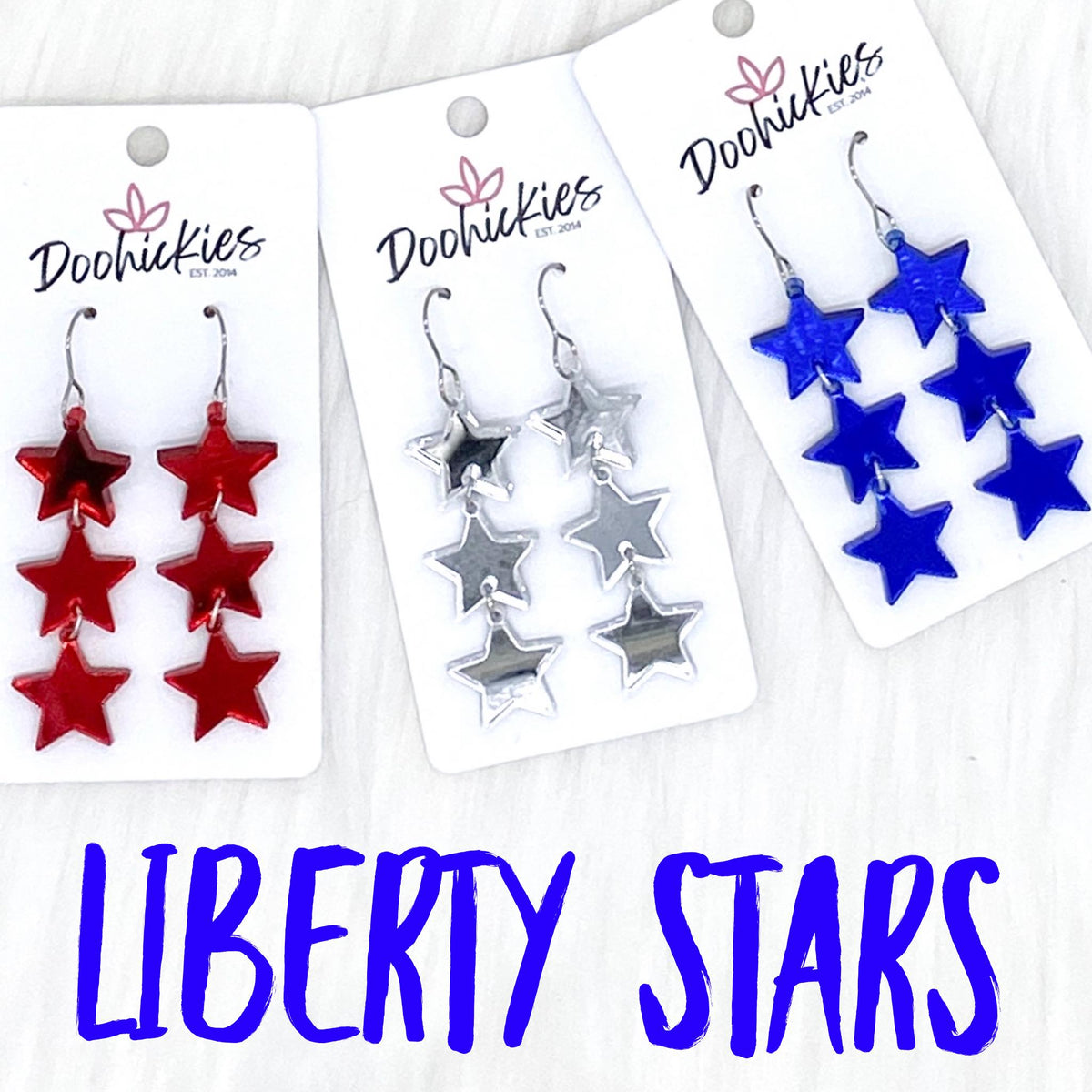 2.5" Liberty Star Patriotic Acrylics - Red Mirror