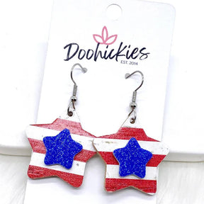 2" 3-D American Star Earrings