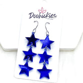 2.5" Liberty Star Patriotic Acrylic Earrings - Royal Blue Mirror