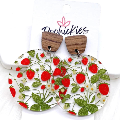 2" Summertime Acrylic Dangle Earrings - Strawberries