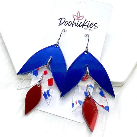 2.5" All-American Lilli Belle Patriotic Acrylic Earrings - All-American Mix