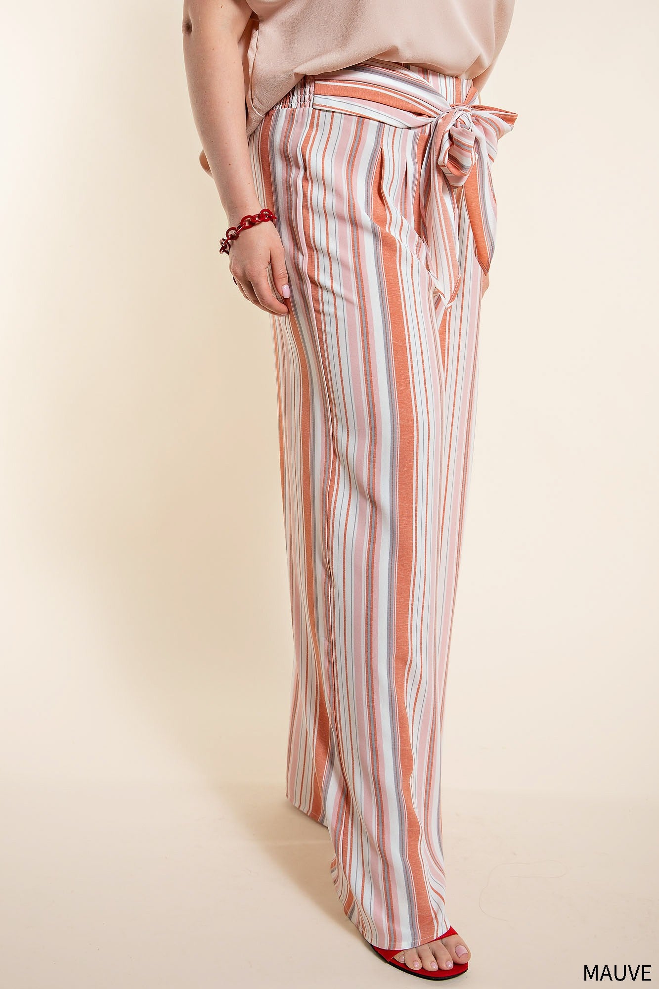 One to Remember Tie Front Pants - Mauve