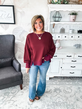 Still Be Here Pullover - Burgundy