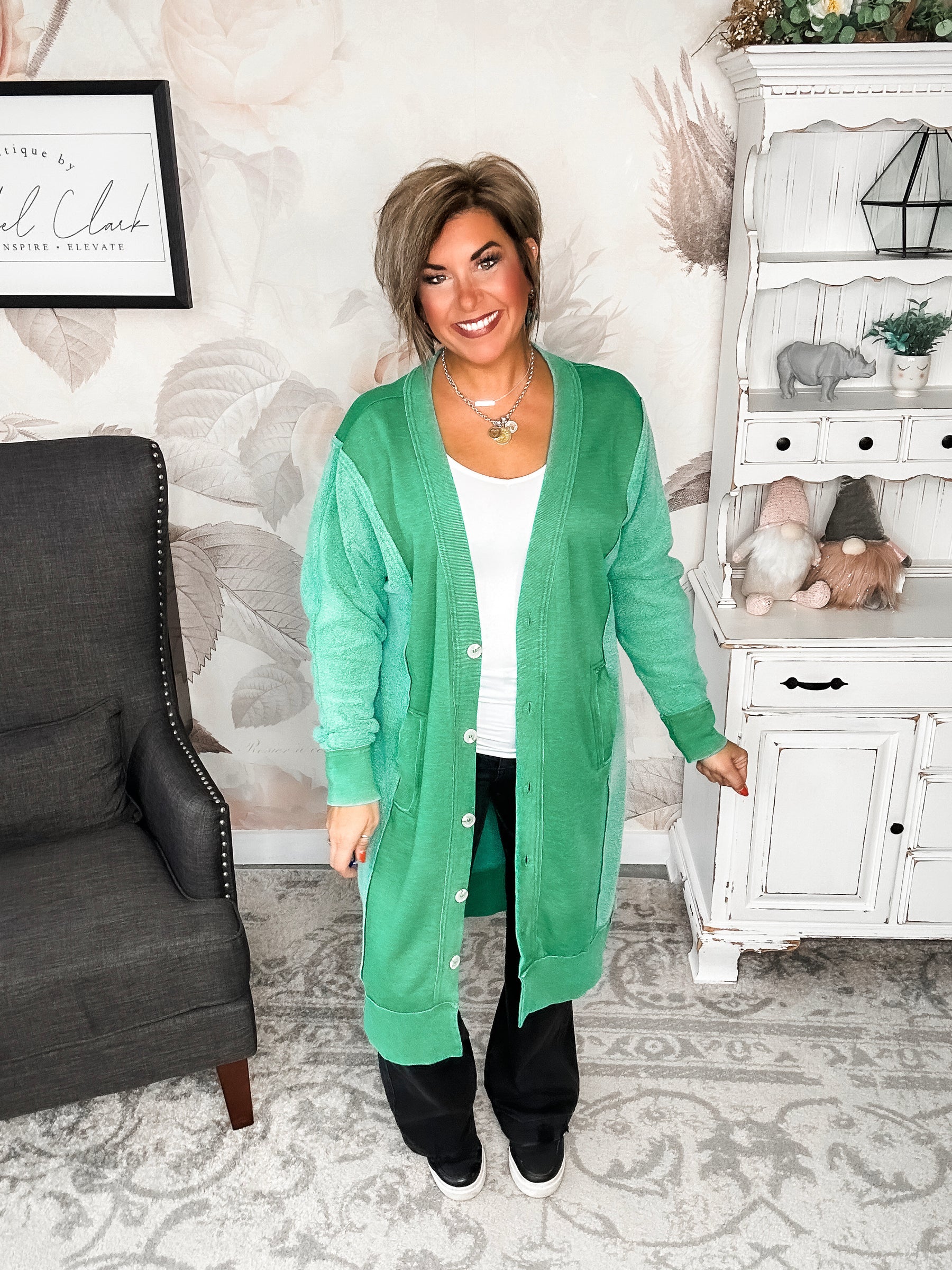 New Desire Sweatshirt Cardigan - Green