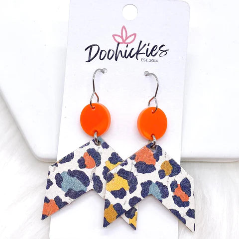 2" The Lexi Arrow Earrings - Orange & Colorful Boho Leopard