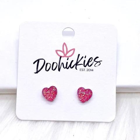 8mm Sparkle Hearts - Hot Pink