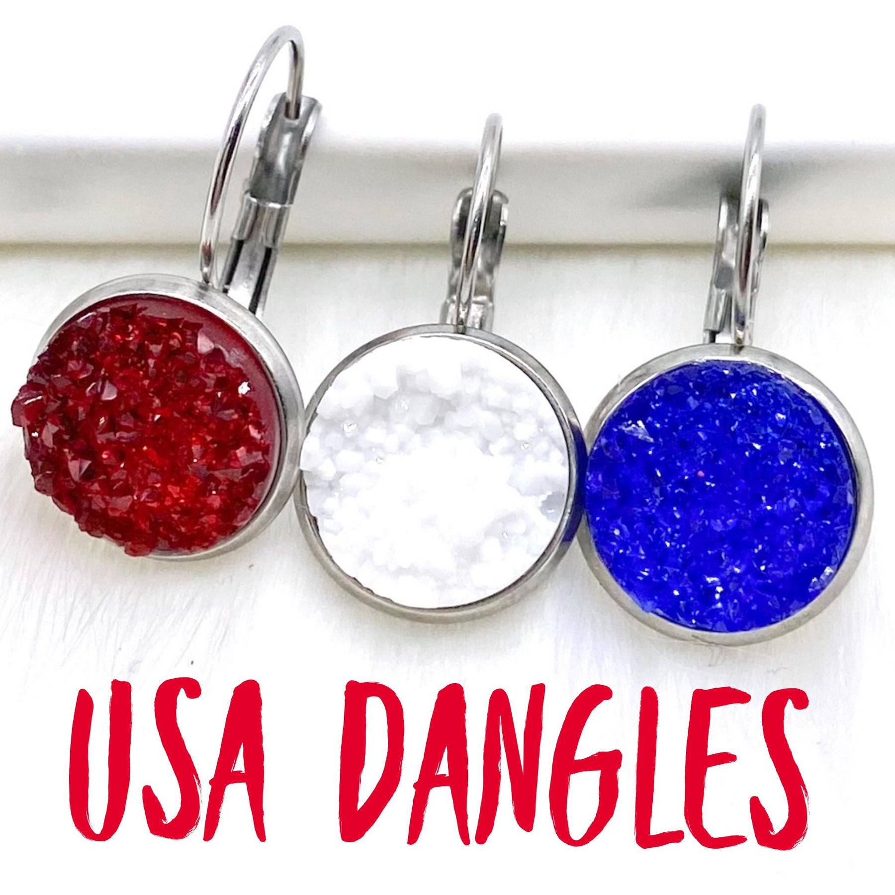 USA Round Dangles - Red