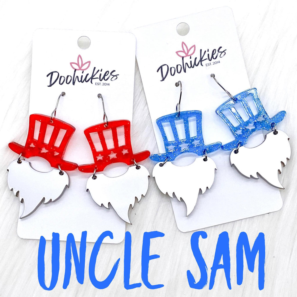 2" Uncle Sam Patriotic Acrylics - Glittery Red