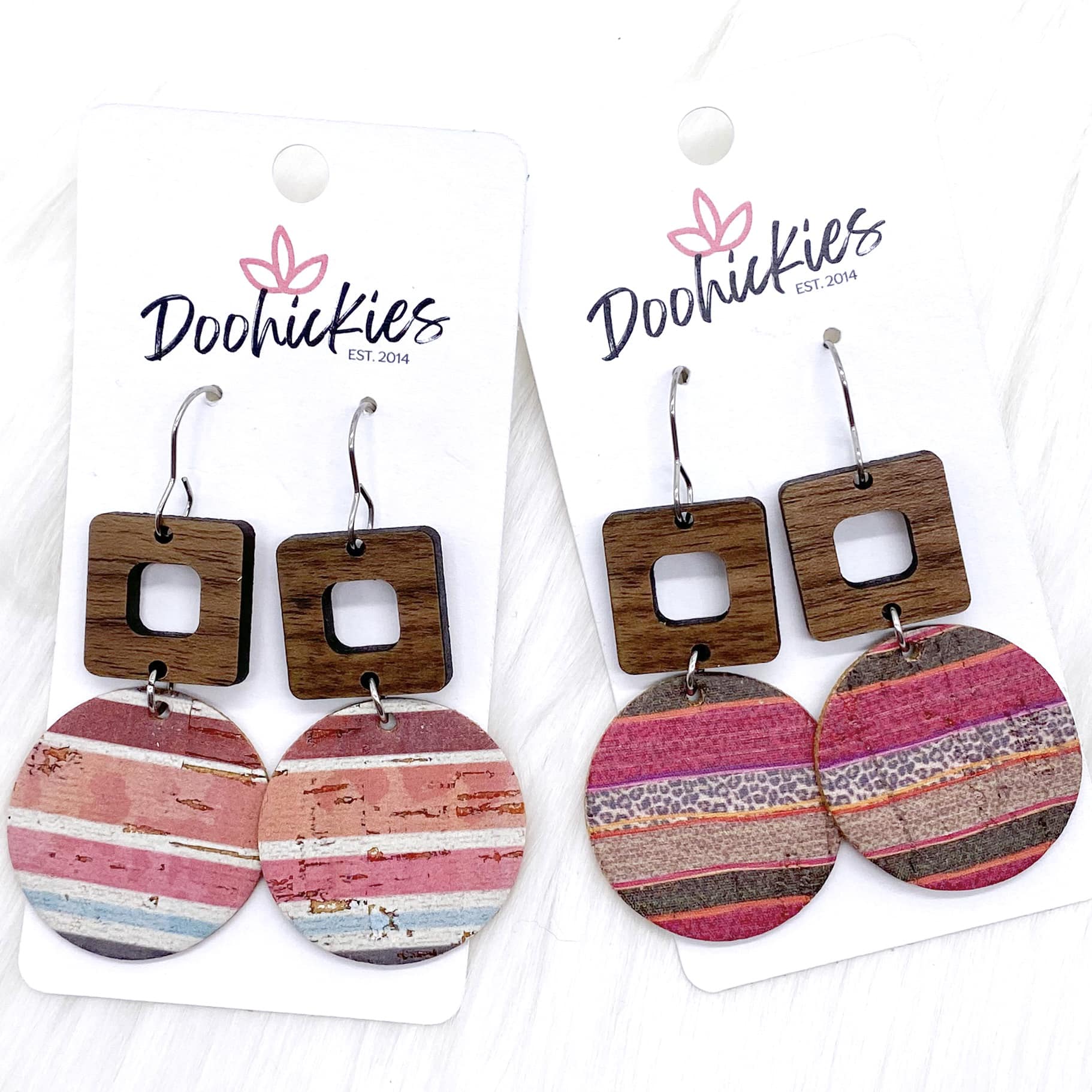 2" Boho Jojo Earrings - Pastel Lines