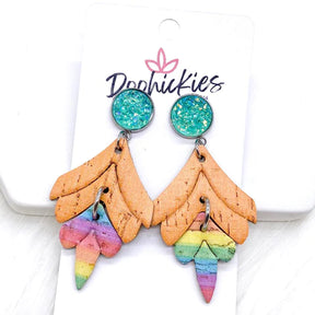 Rainbow Embossed Emerald Dangle Earrings - Mint Sparkles