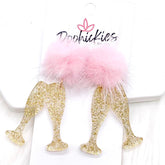 Pink Puff & Gold Champagne Birthday Glasses