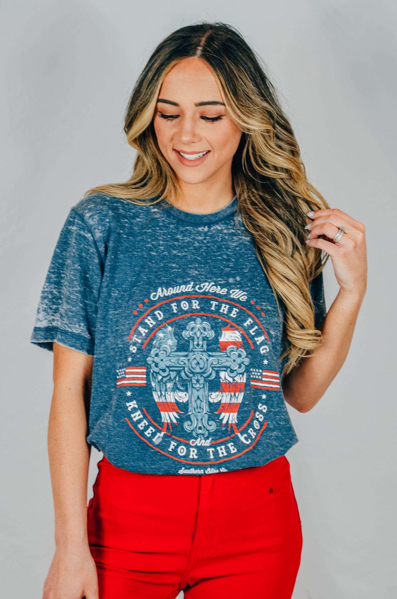 Stand for the Flag Acid Wash Graphic Tee
